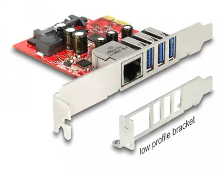 DELOCK 89382, PCI-Express x1 kontrollerkort,  GBLAN , 3xUSB 3.0 (89382)