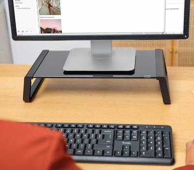 TRUST MONTA Glass Monitor Stand Black (25271)