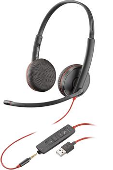 POLY Blackwire 3225 - 3300 Series - Headset - On-Ear - kabelgebunden - USB, 3,5 mm Stecker - Schwarz - Skype-zertifiziert,  Cisco Jabber Certified,  Avaya Certified (80S11AA)