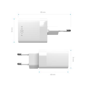 FIXED Super Hurtig Mini Hjemmeoplader 45W USB-C PD+USB-A (FIXC45M-CU-WH)