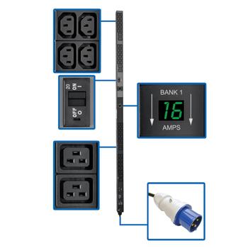 TRIPP LITE PDU Metered Vertical 7.4W 230V 8 C19 40 C13 IEC 309 32A 0U TAA - Power distribution unit (rack-mountable) - 32 A - AC 230 V - 7.4 kW - input: IEC 60309 32A - output connectors: 48 (power IE (PDUMV32HV)