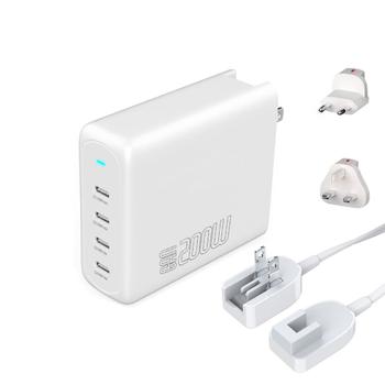 4smarts Charger GaN Flex Pro 200W 4 USB-C (vit) 200W, laddning av flera enheter, laddning av Power Duo (544200)