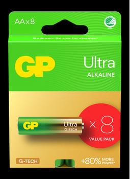 GP Ultra Alkaline Battery, Size AA, LR6, 1.5V, 8-pack (151443)
