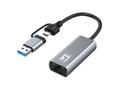 LEVELONE Adapter USB-C + USB-A -> RJ45
