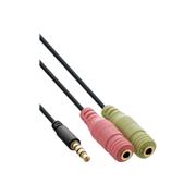 INLINE Audio Headset Adpter Cable 3.5mm male 4 Pin to 2x 3.5mm 1m