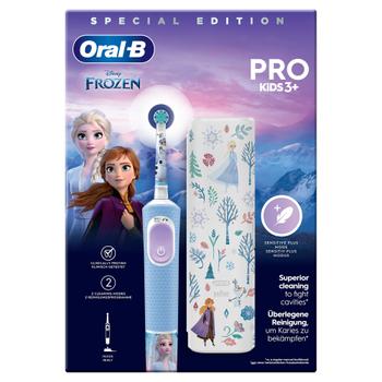 Oral-B Vitality Pro Kids Elektrisk tannbørste (frozen) to modus, fire morsomme klistremerker,  40 minutters brukstid, reiseetui (773178)