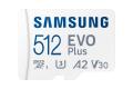 SAMSUNG EVO PLUS microSD 512GB 2024 incl. SD Adapter memory card UHS-I U3 Full HD and 4K UHD 160 MB/s read