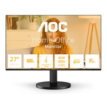 AOC Q27B3CF2 27inch 2560x1440 100Hz IPS Flat H/A 110mm 65W AdaptiveSync USB HUB SPEAKERS Low Blue Mode USB C HDMI 350cd/m2 (Q27B3CF2)