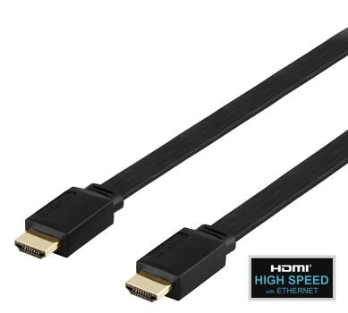 DELTACO Flat High Speed with Ethernet HDMI cable, 4K UHD, 1m, black (100002)