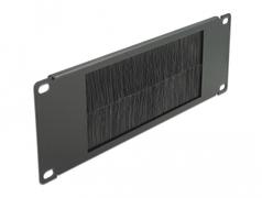 DELOCK Cable Management Brush Strip - Stativkabeladministrationspanel med børste - sort - 2U - 10"