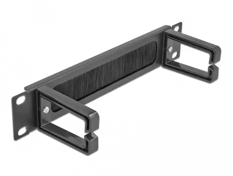 DELOCK 10" Cable Management Brush Strip with 2 hooks 1U black (66485)