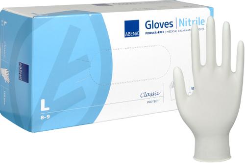 ABENA nitrilhandsker pudderfri STR. L hvid 150stk (290414)