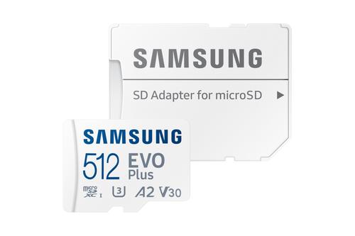 SAMSUNG EVO PLUS microSD 512GB 2024 incl. SD Adapter memory card UHS-I U3 Full HD & 4K UHD 160 MB/s read (MB-MC512SA/EU)