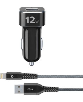CELLULAR LINE - Bilstrømadapter 12 watt (USB) - på kabel: Lightning - svart (TETRCBRKITMFIPH2A)
