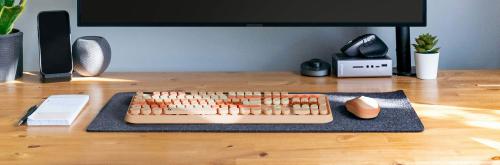 KEYSONIC Desktop-Set KSKM-8200M-RF (DE) Wireless sand/ creme (61015)