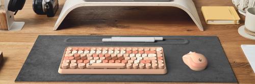 KEYSONIC Desktop-Set KSKM-5200M-RF (DE) Wireless sand/ creme (61011)