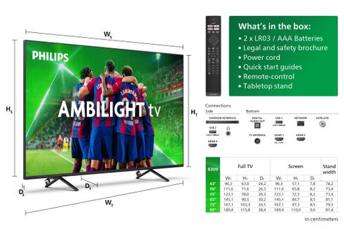 PHILIPS 43" PUS8309 – 4K LED Ambilight TV (43PUS8309/12)