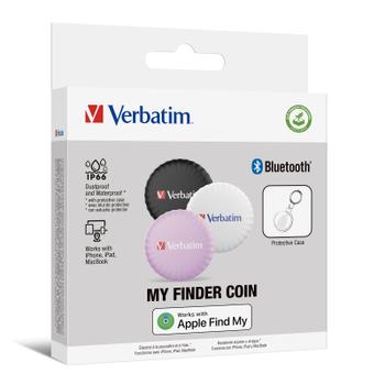 VERBATIM MYFC-03BWP My Finder Coin Bluetooth Item Finder 3 pack B&W&P (32135)
