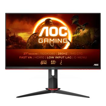 AOC Gaming 27G2ZN3/ BK - LED-Monitor - Gaming - 68.6 cm (27") - 1920 x 1080 Full HD (1080p) @ 280 Hz - VA - 300 cd/m˛ - 4000:1 - HDR10 - 0.5 ms - 2xHDMI, DisplayPort - Schwarz, Rot (27G2ZN3/BK)