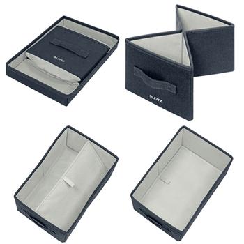 LEITZ Fabric Storage Box with Lid Small Grey (Pack 2) - 61460089 (61460089)