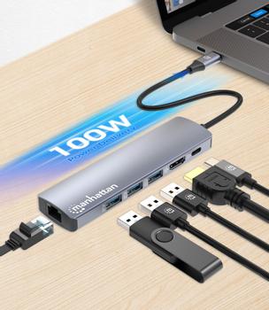 MANHATTAN USB-C Dock/Hub, Ports (x6):  (153959)