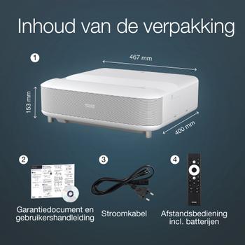 EPSON 4K projektor EH-LS650W (hvit) 3840x2160 laser, 3600 lumen, 2,5m:1, HDR10, 2xHDMI (V11HB07040)