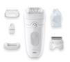 BRAUN Silk-épil 5 Epilator SE5-041 (hvit/grå) Enkel hårfjerning, trimmerkam, ladyshaver, opptil 1 måned med glatt hud