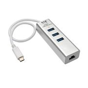 TRIPP LITE TRIPPLITE 3-Port USB-C Hub with LAN Port USB-C to 3x USB-A Ports and Gbe USB 3.0 White
