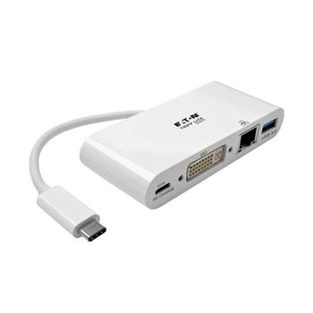 TRIPP LITE TRIPPLITE USB-C Multiport Adapter DVI USB-A Port Gbe and PD Charging White (U444-06N-DGU-C)