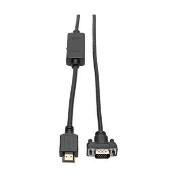 TRIPP LITE Series HDMI to VGA Active Adapter Cable (HDMI to Low-Profile HD15 M/M), 3 ft. (0.9 m) - Adapter cable - HDMI male to HD-15 (VGA) male - 91.4 cm - shielded - black - thumbscrews (P566-003-VGA)