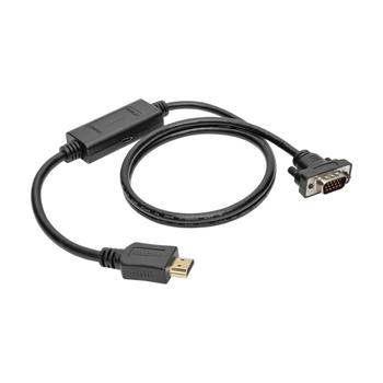 TRIPP LITE Series HDMI to VGA Active Adapter Cable (HDMI to Low-Profile HD15 M/M), 10 ft. (3.1 m) - Adapter cable - HDMI male to HD-15 (VGA) male - 3.05 m - shielded - black - thumbscrews (P566-010-VGA)