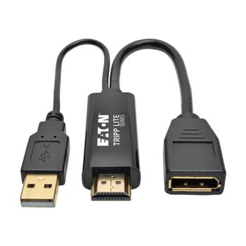 TRIPP LITE Eaton Tripp Lite Series HDMI to DisplayPort Active Converter 4K with USB Power, HDMI to DisplayPort (M/F), 4096 x 2160/4K x 2K @ 30 Hz, 6 in. - Video converter - HDMI - DisplayPort - black (P130-06N-DP-V2)