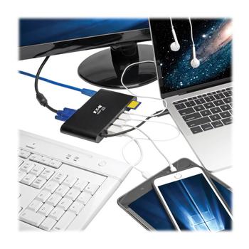 TRIPP LITE TRIPPLITE USB-C Dock Dual Display 4K HDMI/mDP VGA USB 3.2 Gen 1 USB-A/C Hub GbE Memory Card 100W PD Charging (U442-DOCK1-B)