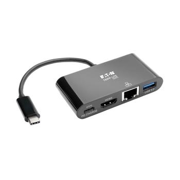 TRIPP LITE TRIPPLITE USB-C Multiport Adapter - HDMI USB 3.0 Port GbE 60W PD Charging HDCP Black (U444-06N-HGUB-C)