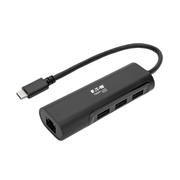 TRIPP LITE TRIPPLITE 3-Port USB-C Hub with LAN Port USB-C to 3x USB-A Ports and Gbe USB 3.0 Black