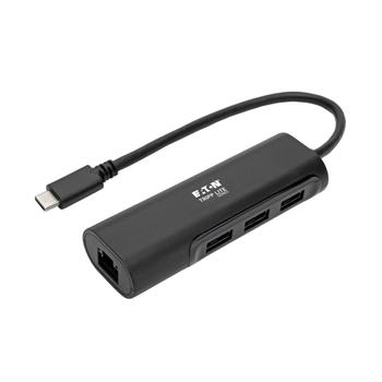 TRIPP LITE TRIPPLITE 3-Port USB-C Hub with LAN Port USB-C to 3x USB-A Ports and Gbe USB 3.0 Black (U460-003-3A1GB)