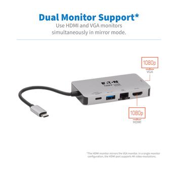 TRIPP LITE Usb-C Dock, Dual Display - 4K  (U442-DOCK6-GY)