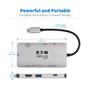 TRIPP LITE TRIPPLITE USB-C Dock 4K HDMI USB 3.2 Gen 1 USB-A Hub GbE Memory Card 100W PD Charging (U442-DOCK5-GY)