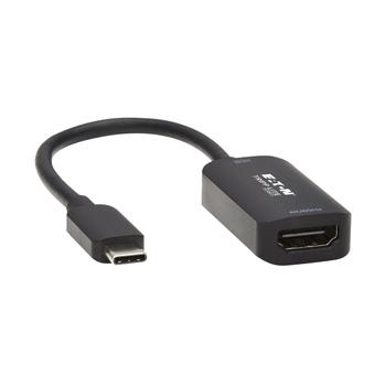 TRIPP LITE TRIPPLITE USB-C to HDMI Active Adapter Cable M/F 4K 60 HDR 4:4:4 DP 1.4 Alt Mode HDCP 2.2 Black 6 in. 15.2cm (U444-06N-HDR4-B)