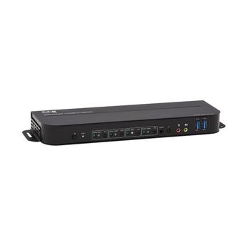 TRIPP LITE Eaton Tripp Lite series 4-Port DisplayPort KVM with Dual Console Ports (DP and HDMI), 4K 60Hz 4:4:4, DP1.4 with IR Remote - KVM / audio / USB switch - 4 x KVM / audio / USB - 1 local user - desktop (B005-DPUA4)
