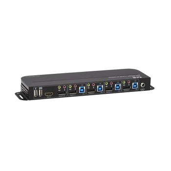 TRIPP LITE Eaton Tripp Lite series 4-Port DisplayPort KVM with Dual Console Ports (DP and HDMI), 4K 60Hz 4:4:4, DP1.4 with IR Remote - KVM / audio / USB switch - 4 x KVM / audio / USB - 1 local user - desktop (B005-DPUA4)