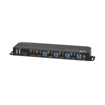 TRIPP LITE Eaton Tripp Lite series 4-Port DisplayPort KVM with Dual Console Ports (DP and HDMI), 4K 60Hz 4:4:4, DP1.4 with IR Remote - KVM / audio / USB switch - 4 x KVM / audio / USB - 1 local user - desktop (B005-DPUA4)