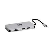 TRIPP LITE Eaton Tripp Lite Series USB-C Dock, Dual Display - 4K 60 Hz HDMI, USB 3.2 Gen 1, USB-A Hub, GbE, Memory Card, 100W PD Charging, Gray - Docking station - USB-C - 2 x HDMI - 1GbE