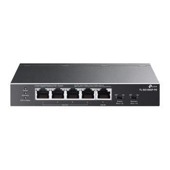 TP-LINK 5-Port Gigabit Desktop PoE+ Switch with 1-Port PoE++ In and 4-Port PoE+Out Ports: 5x 10 Mbps/100 Mbps/1 Gbps RJ45 ports 1-Port Gigabit PoE++ In and 4-Port PoE+ Out: Supports up to 66 W / 47 W / 21 W/  (TL-SG1005P-PD)
