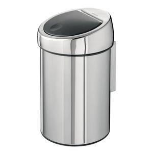 _ Hygiejne beholder, Brabantia Touch bin, stål blank, rustfrit stål, 3 l, med inderspand i plast og soft close låg, forberedt til vægmontering inkl. materialer til montering (2325)
