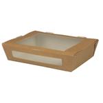 Takeaway boks, Duni, 20x15, 5x4, 5cm,  1200 ml, brun, karton/ PLA,  med vindue *Denne vare tages ikke retur*