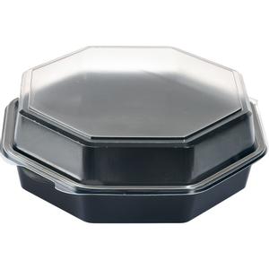 _ Plastbakke,  23x23x8cm,  1300 ml, sort, PS, med hængslet låg, octaview (581710*180)
