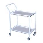 Rullebord,  Tina Trolleys, 940x600x1070mm,  hvid, pulverlakeret stål, med styr, 2 hylder, slingrekant,  mellem *Denne vare tages ikke retur*