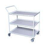 Rullebord,  Tina Trolleys, 1070x600x1070mm,  hvid, pulverlakeret stål, med styr, 3 hylder, slingrekant,  stor *Denne vare tages ikke retur*