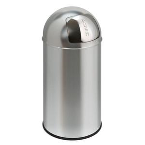 EKO Affaldsspand,  EKO, stål mat, stål, 40 l, inderspand i metal, med push låg, ilddæmpende (170729)